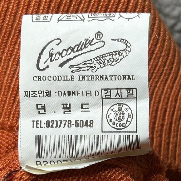 Crocodile Sweater Mens Medium Quarter Zip Polo Sweater Orange Retro Rockabilly - Picture 8 of 13